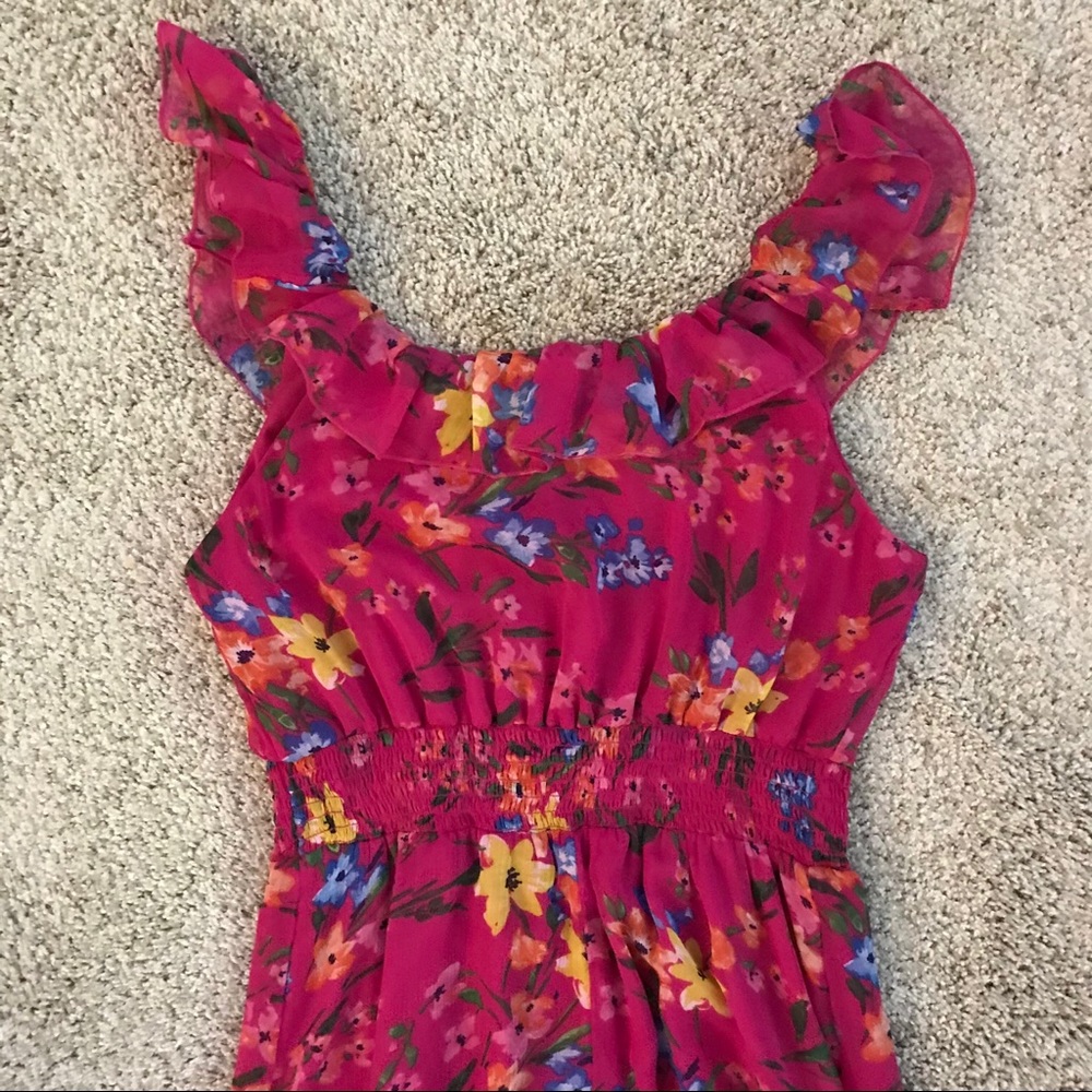 EUC Old Navy Pink Floral Ruffled Maxi Dress, Sz M - Picture 11 of 15